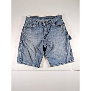Wrangler Carpenter Shorts Mens 33x10 Blue Work Wear 6 Pockets Hammer Loop Y2K
